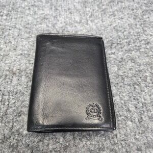 Vintage Christian Dior Mens Black Leather Cardholder Bifold Wallet Logo